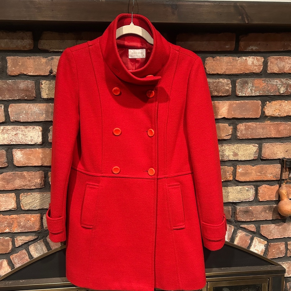 Women's Red Double-Breasted Coat